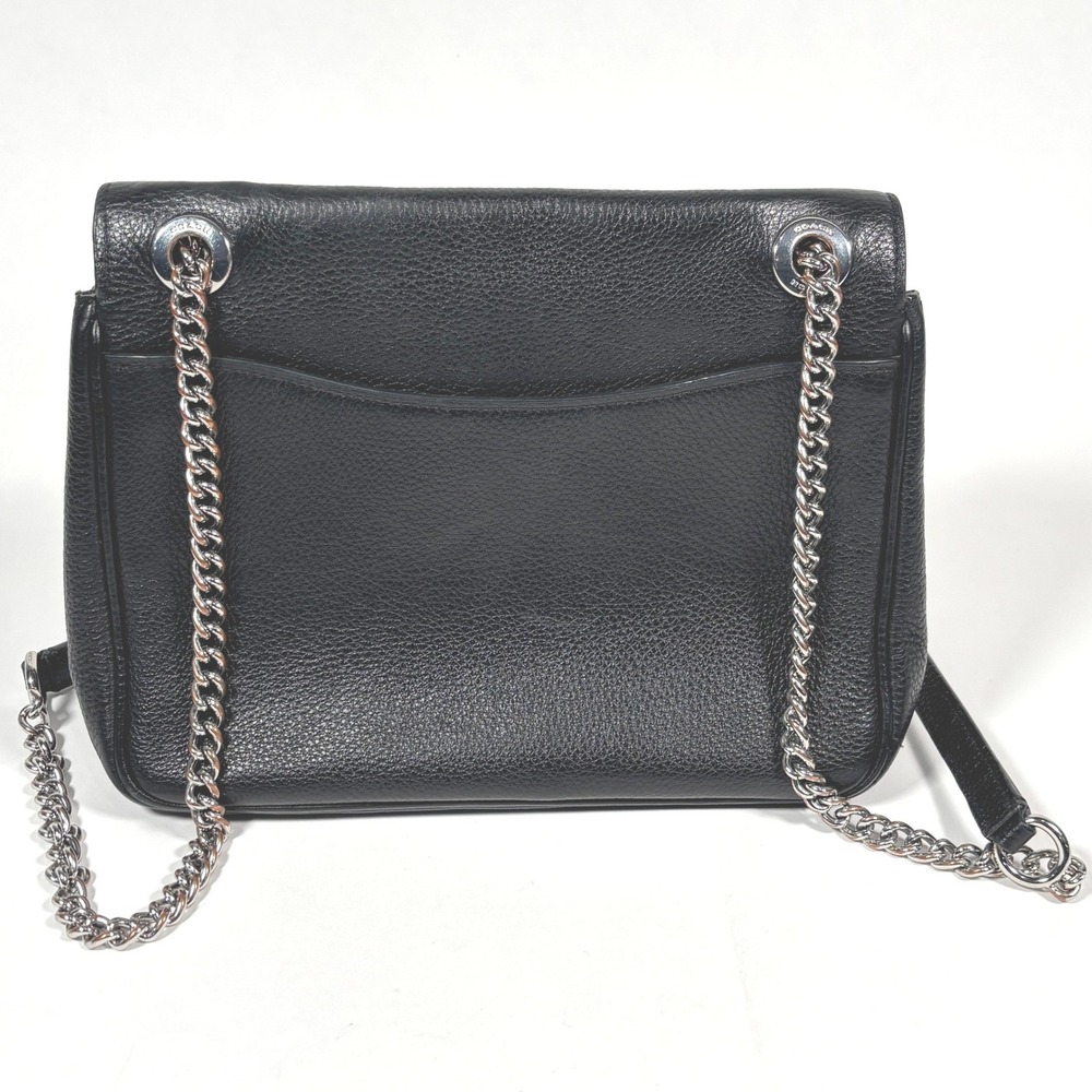 Coach Black Leather Shoulder Bag with Silver Chain - Picture 2 of 7